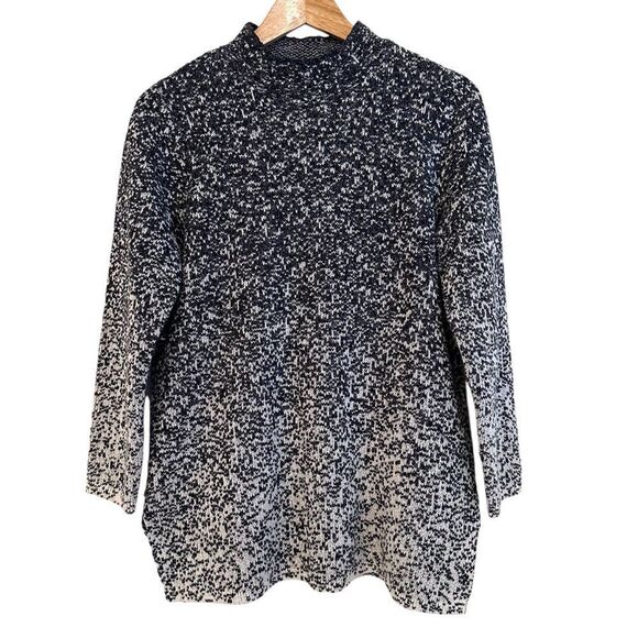 J. Jill Pure Jill Sweater Tunic Charcoal White Knit Ombre Mock Neck Small - Picture 1 of 6